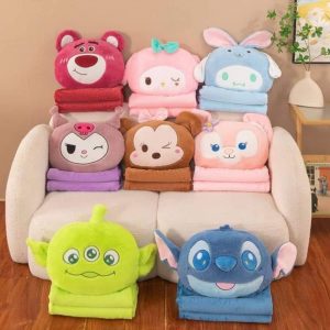 ALMOHADA CON FRAZADA PERSONAJES DE MODA (MAYOREO)